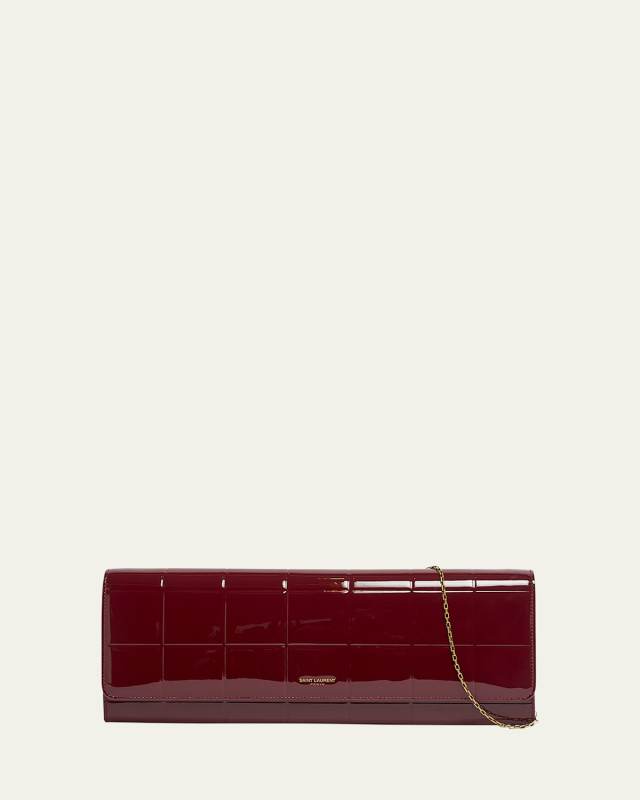 Chain Pouch Shoulder Bag in Quilted Patent Leather